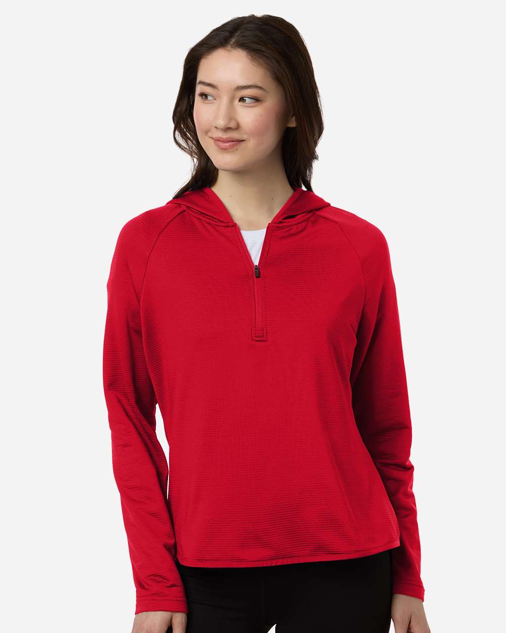 Sport Red Women's Qualify Quarter-Zip Hooded Pullover - TT200W plain