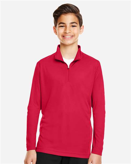 Front View of Sport Red Youth Zone Performance Quarter-Zip Pullover - TT31Y