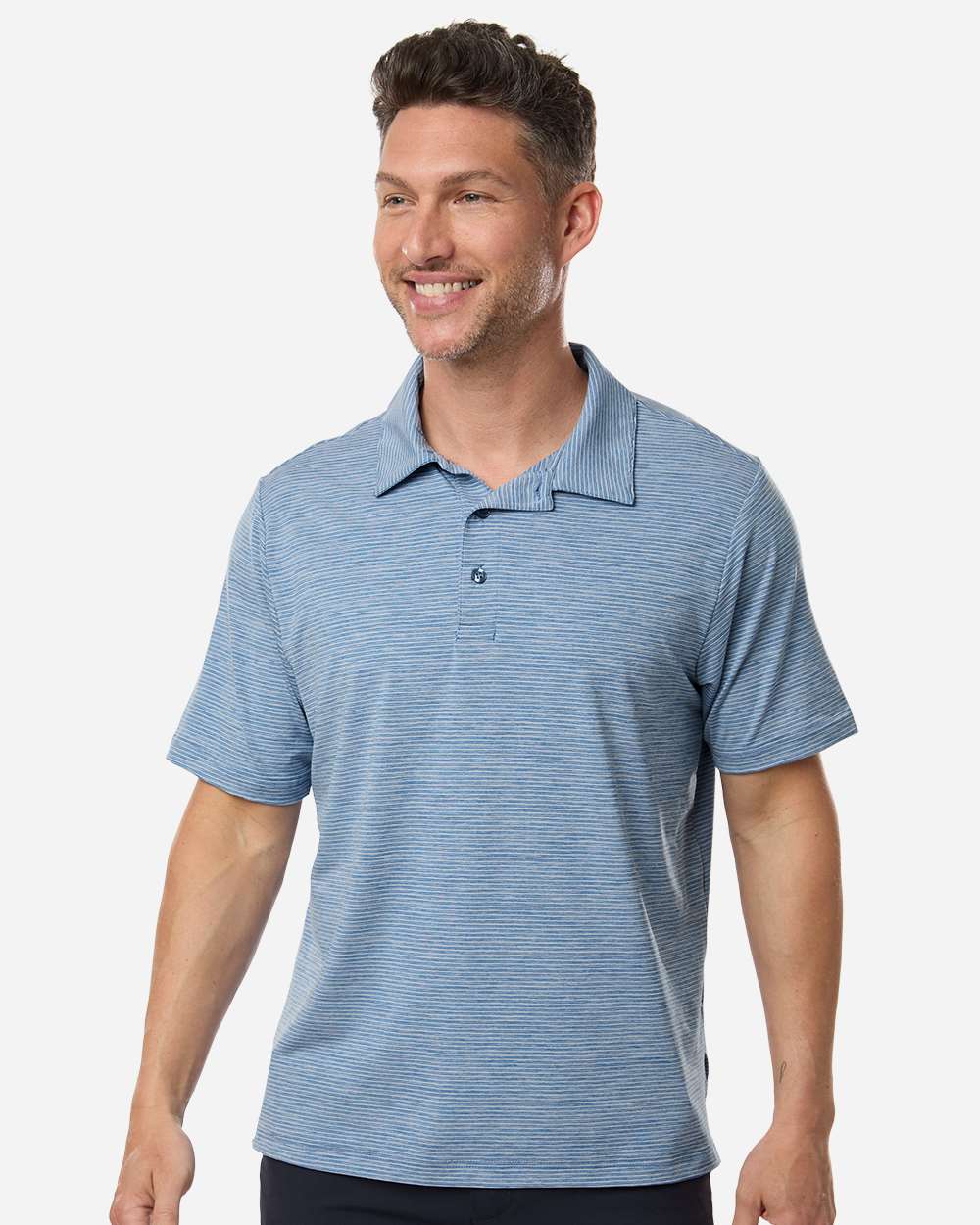 Sport Royal Heather/ White Men's Relay Heathered Stripe Polo - TT125