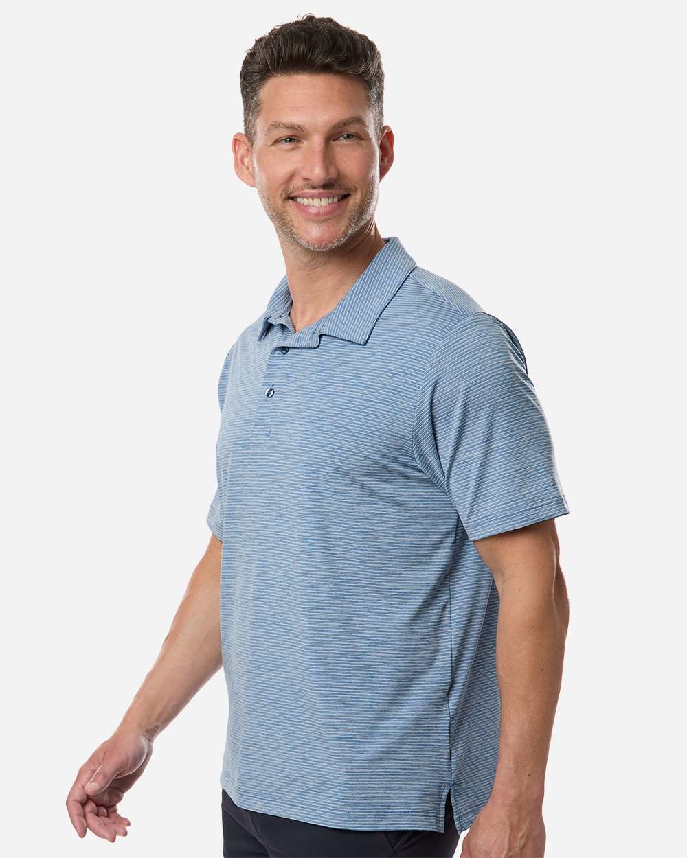 Sport Royal Heather/ White Men's Relay Heathered Stripe Polo - TT125