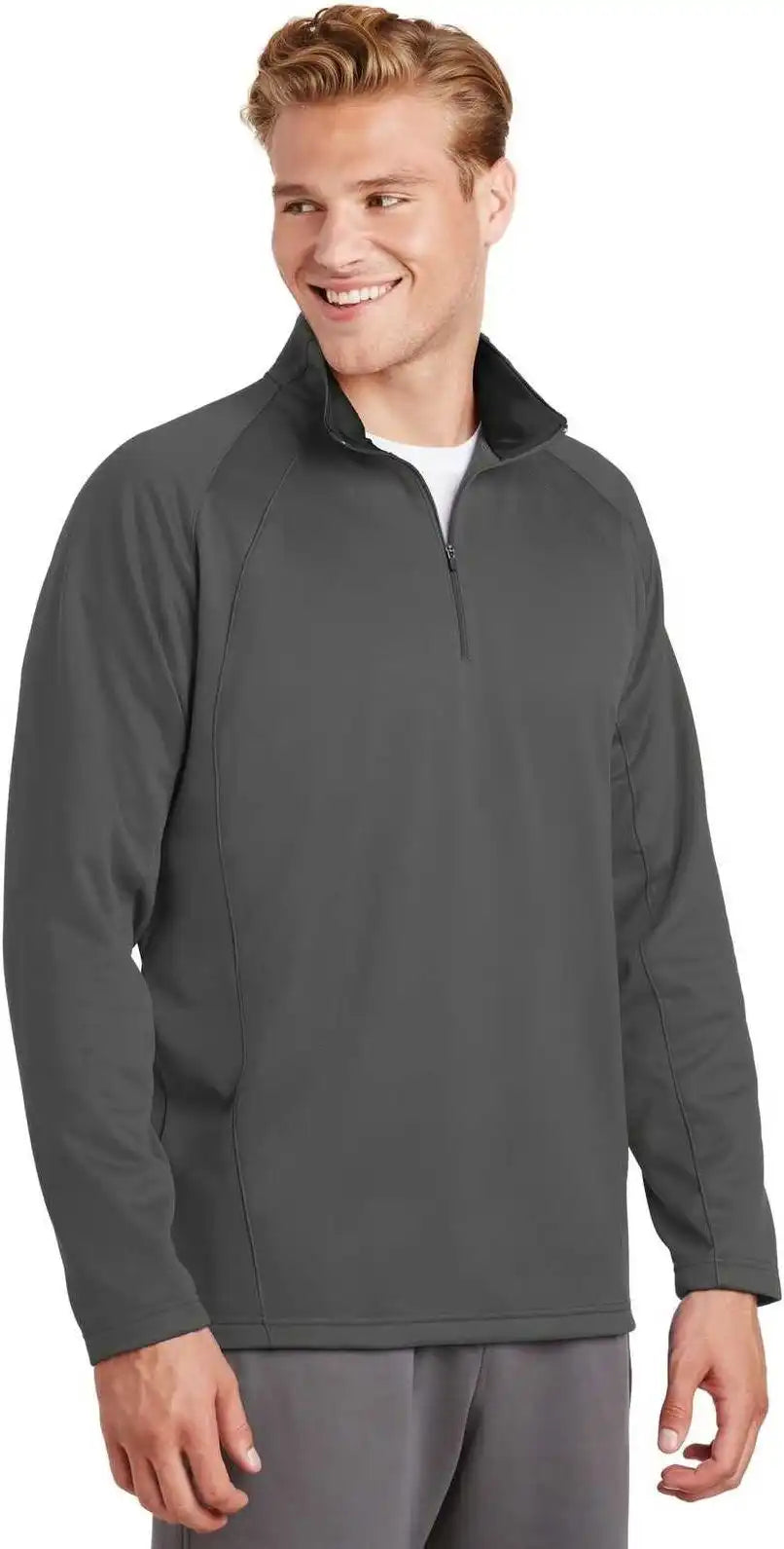 Sport Tek F243 Wick Fleece 1/4 Zip Pullover Dark Smoke Gray Black