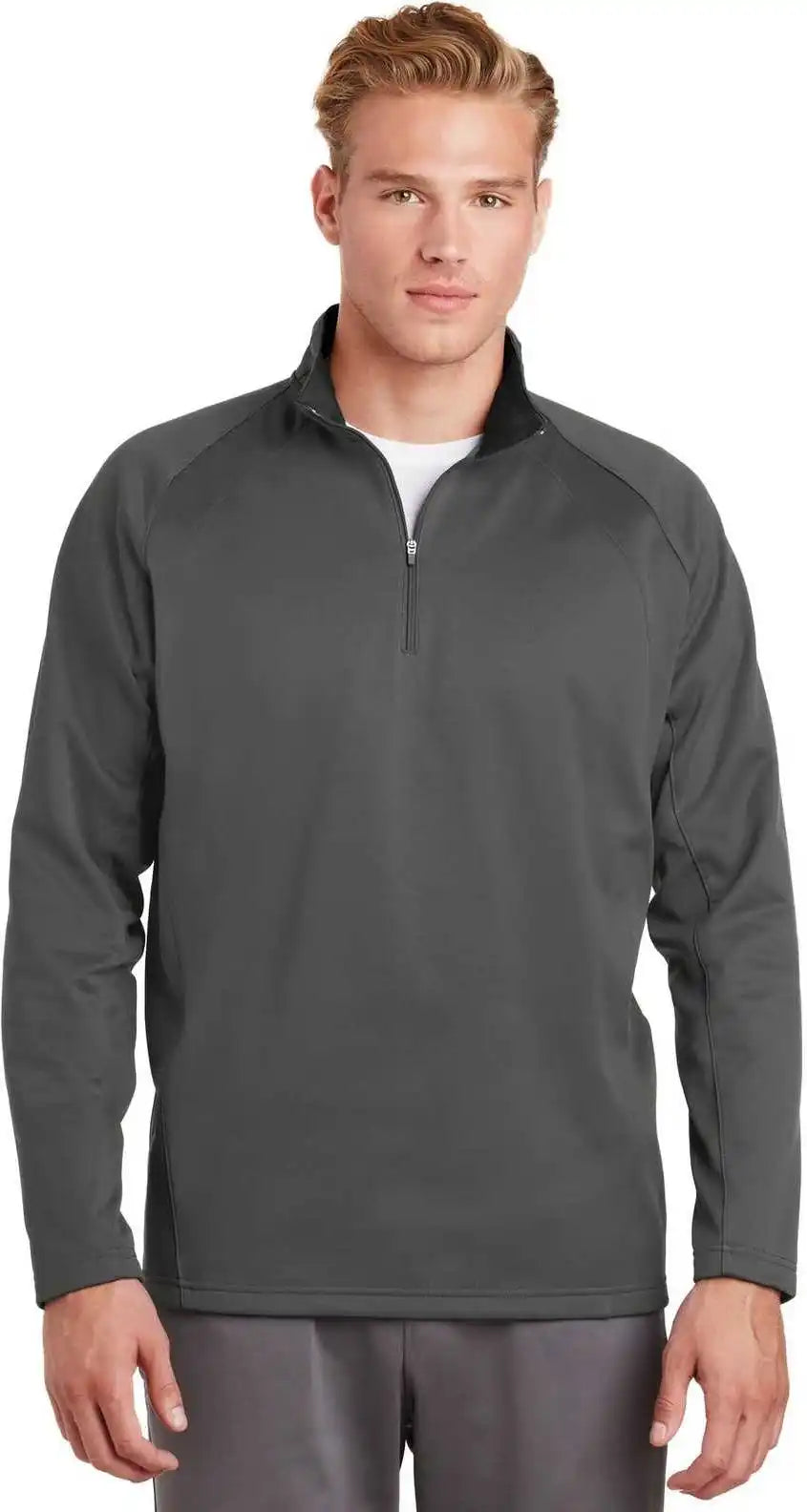 Sport Tek F243 Wick Fleece 1/4 Zip Pullover Dark Smoke Gray Black
