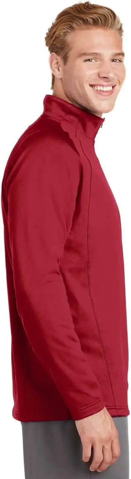 Sport-tek F243 Sport-wick Fleece 1/4-zip Pullover - Deep Red Silver