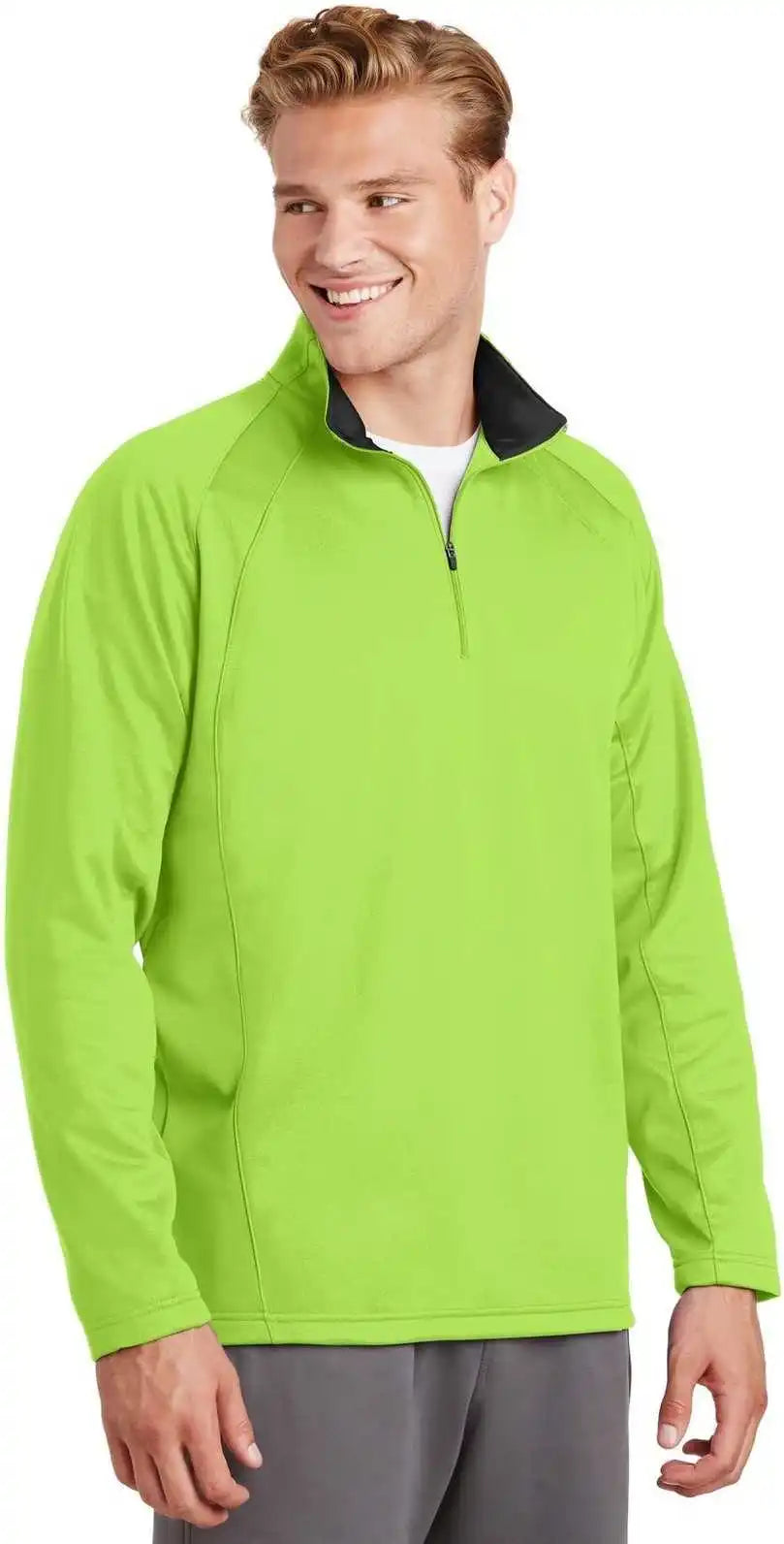 Sport-tek F243 Sport-wick Fleece 1/4-zip Pullover - Lime Shock Black - Adult s