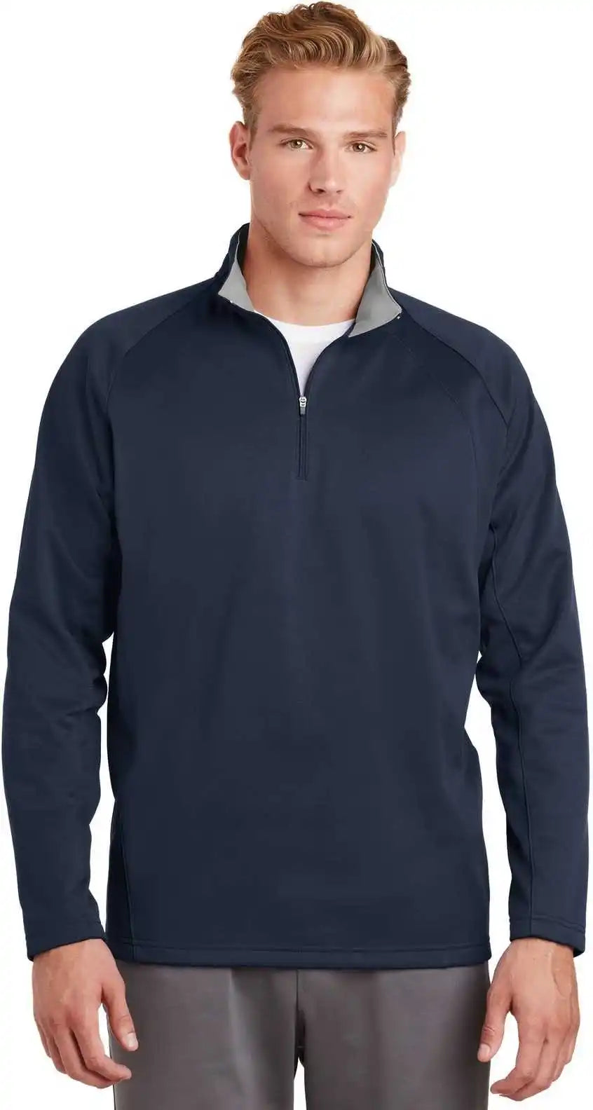 Sport-tek F243 Sport-wick Fleece 1/4-zip Pullover - Navy Silver
