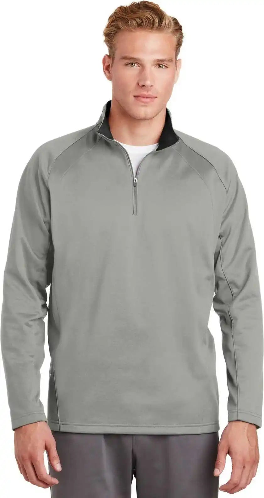 Sport-tek F243 Sport-wick Fleece 1/4-zip Pullover - Silver Black