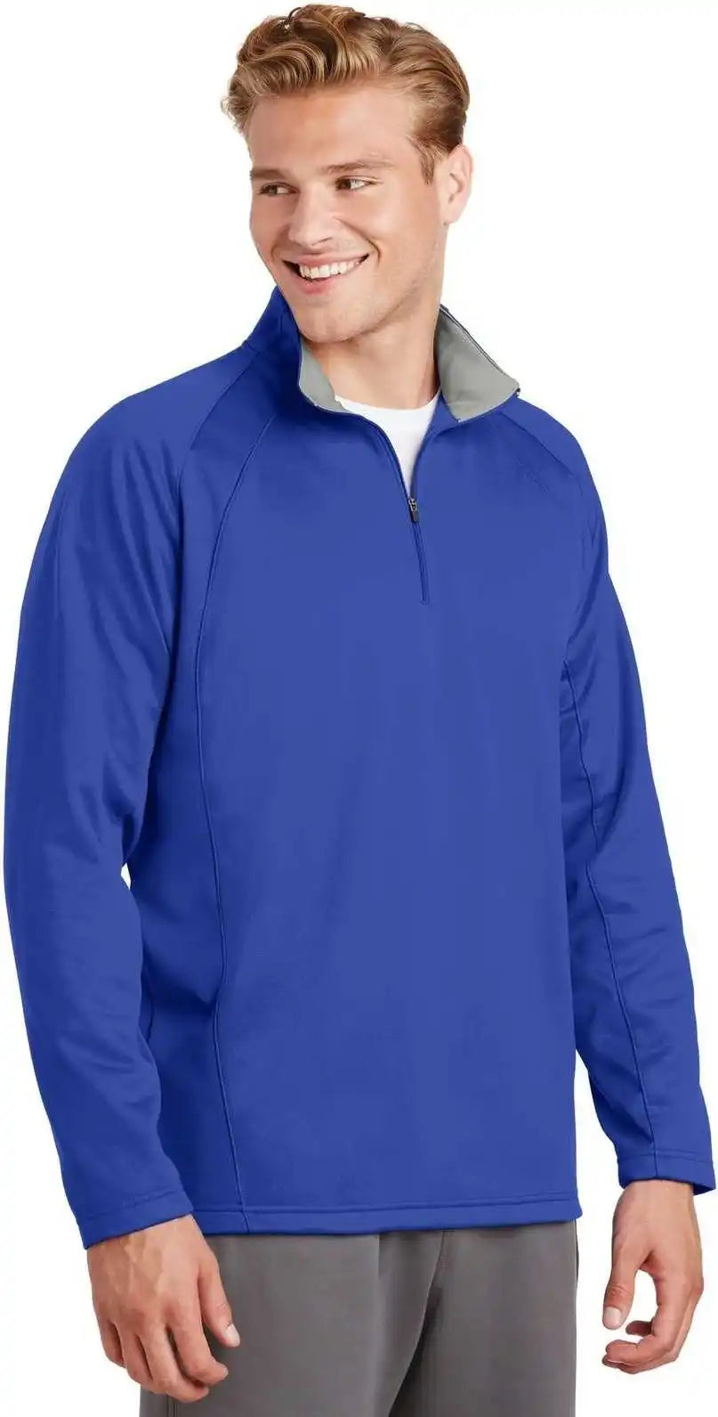 Sport-tek F243 Sport-wick Fleece 1/4-zip Pullover - True Royal Silver