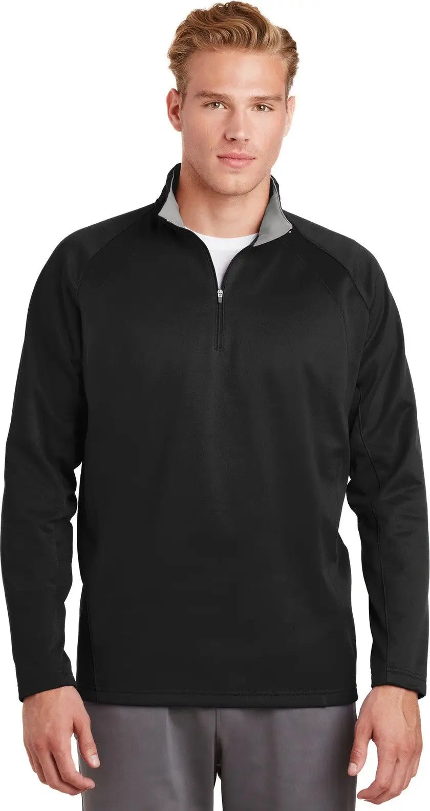 Sport-tek F243 Sport-wick Fleece 1/4-zip Pullover - Black Silver