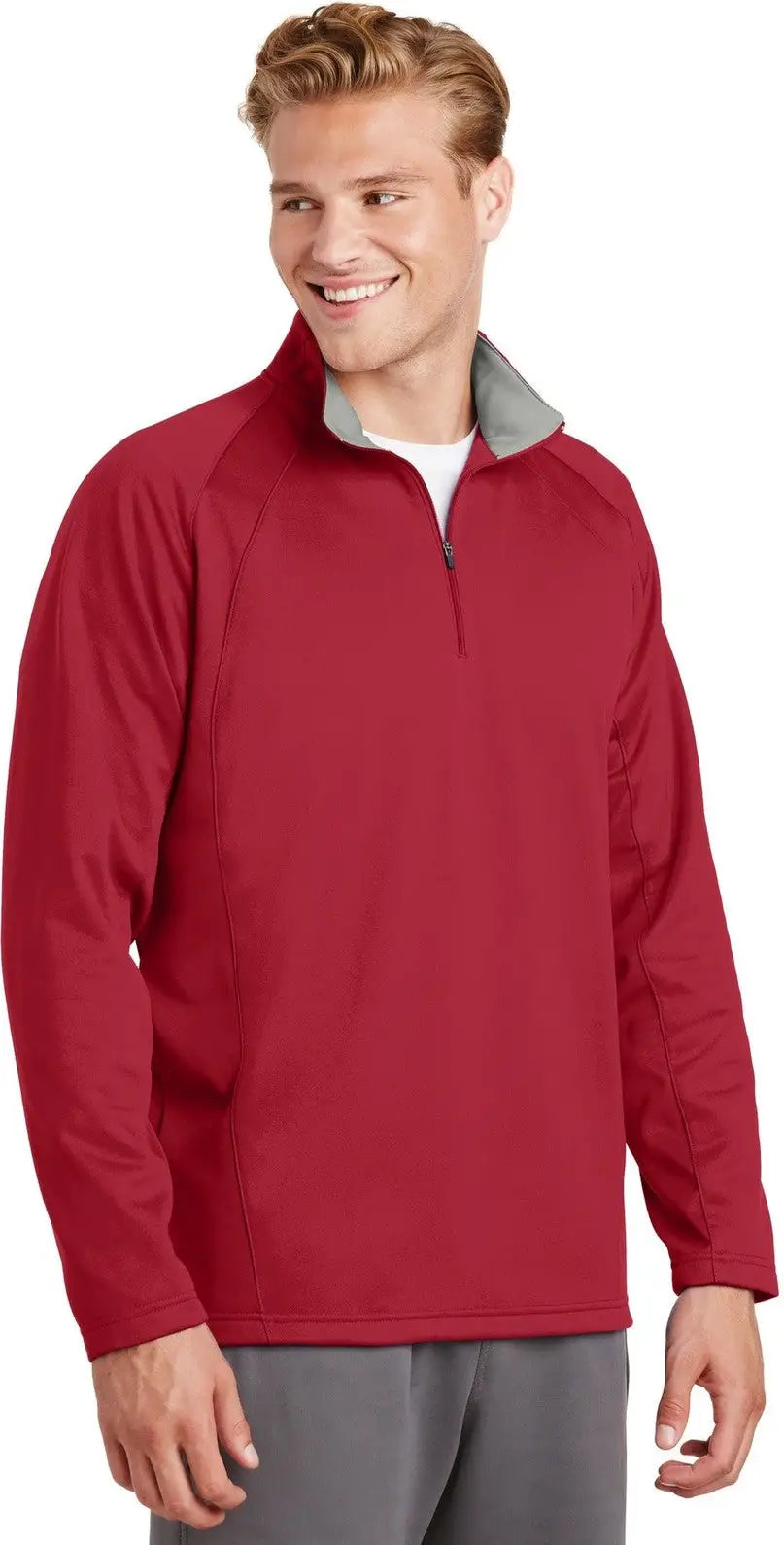 Sport-tek F243 Sport-wick Fleece 1/4-zip Pullover - Deep Red Silver