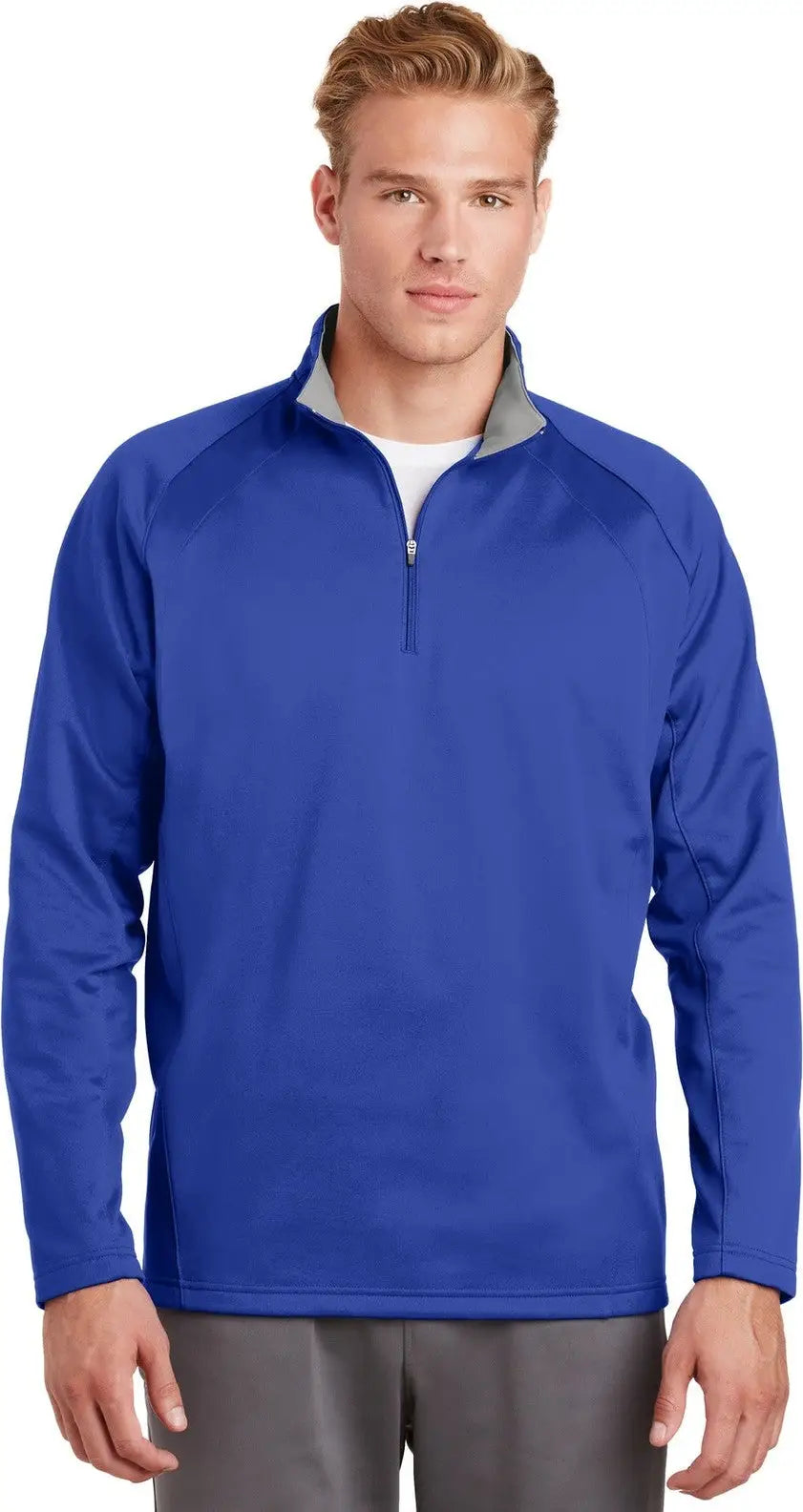 Sport-tek F243 Sport-wick Fleece 1/4-zip Pullover - True Royal Silver - Royal/ / Adult Xs