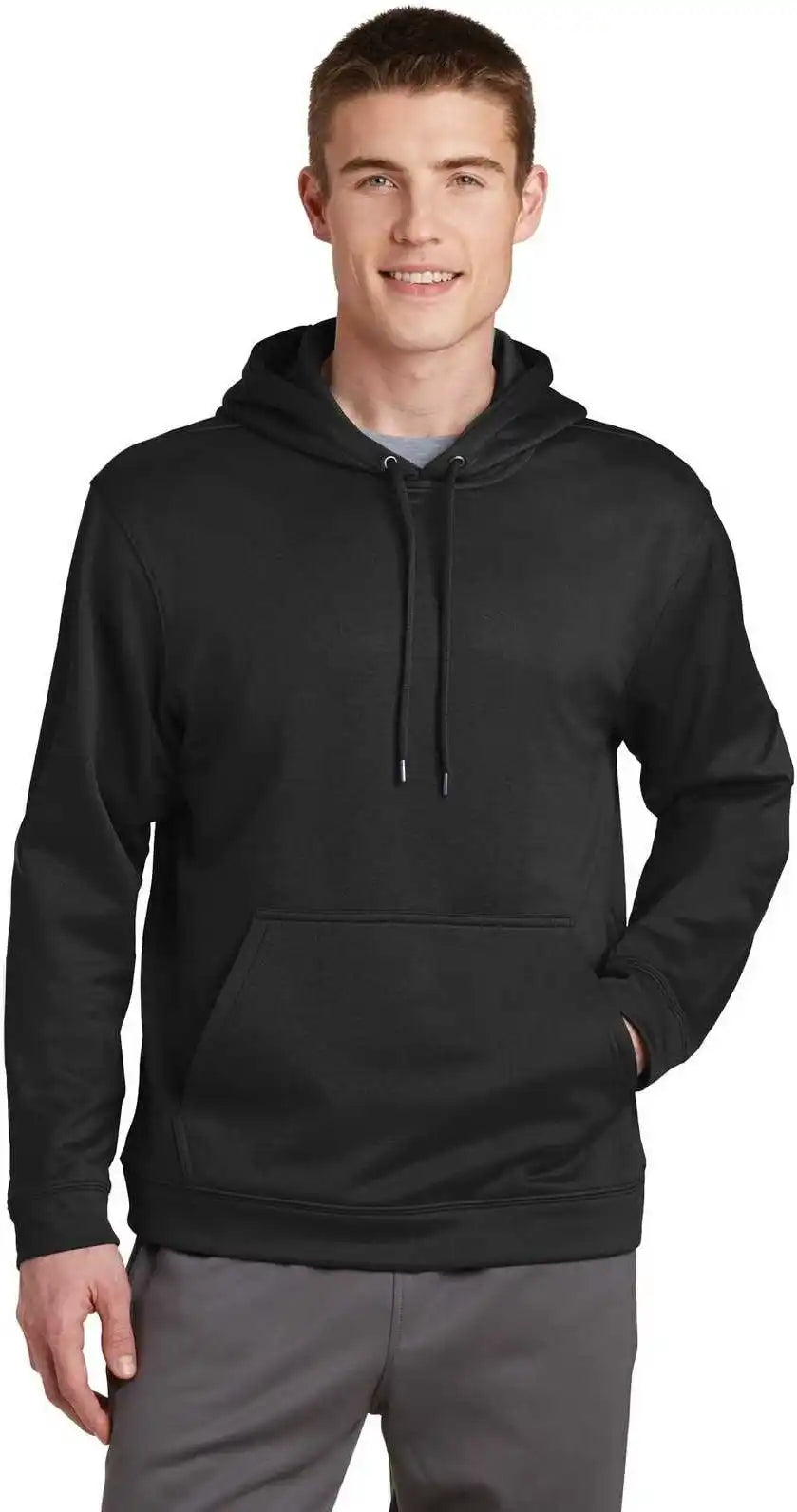 Sport Tek F244 Wick Fleece Hooded Pullover Black