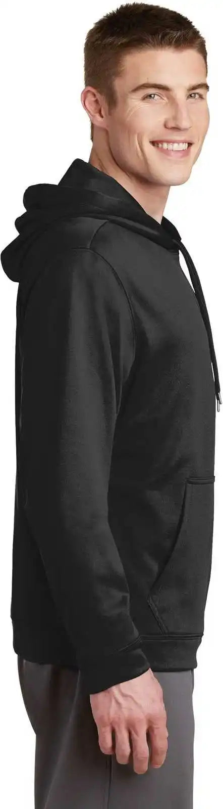 Sport Tek F244 Wick Fleece Hooded Pullover Black