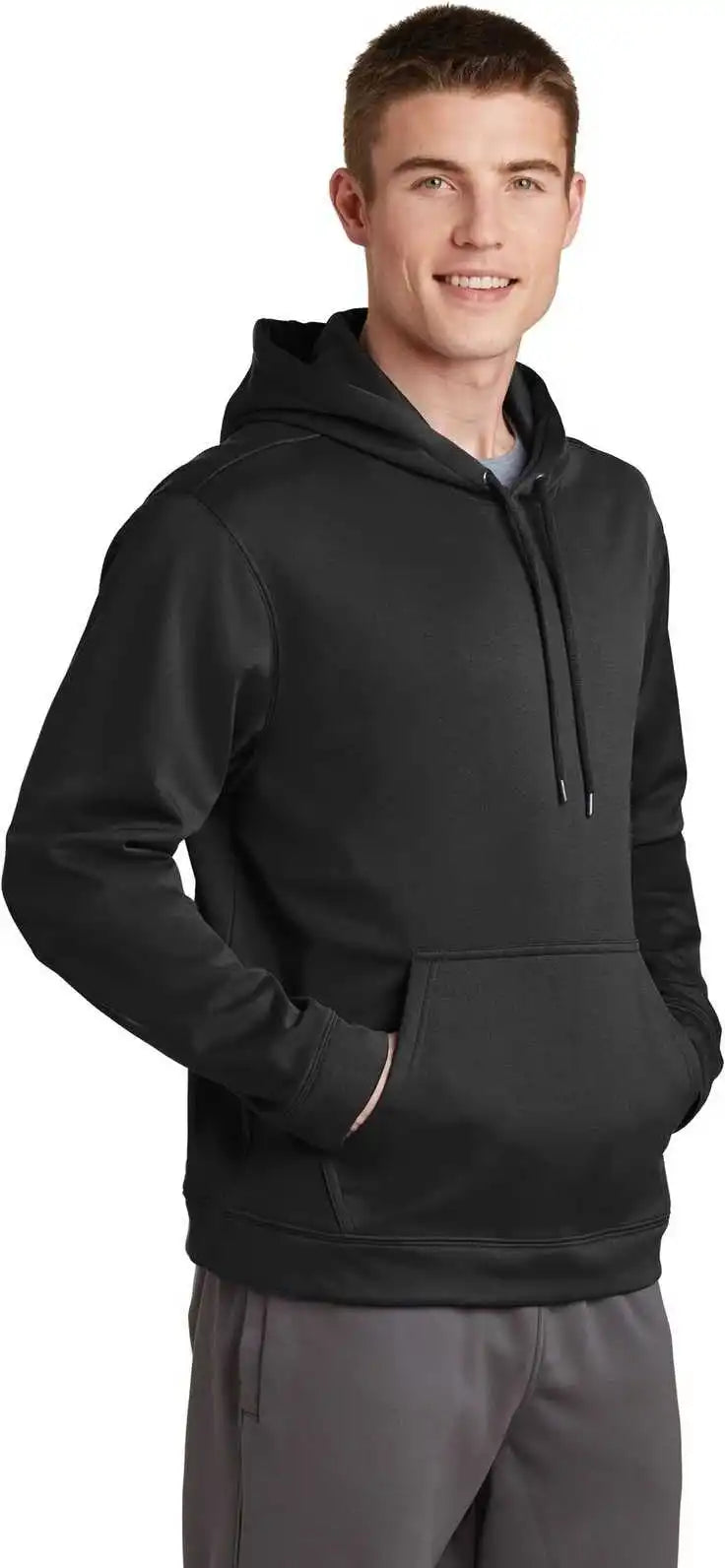 Sport Tek F244 Wick Fleece Hooded Pullover Black