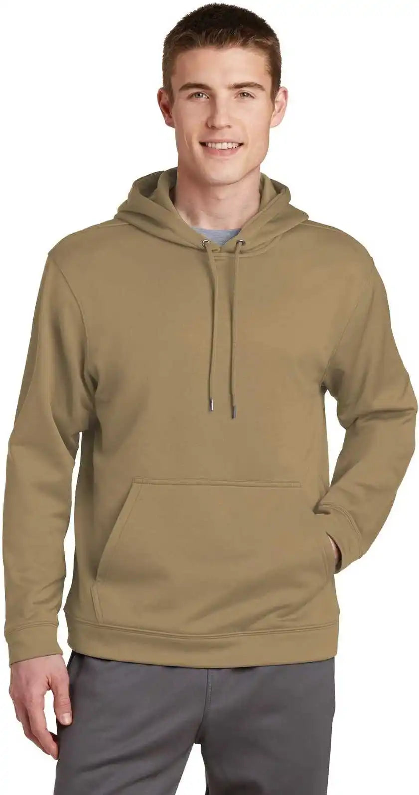 Sport Tek F244 Wick Fleece Hooded Pullover Coyote Brown