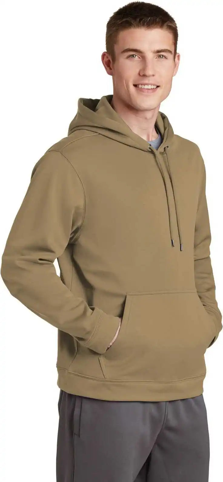 Sport Tek F244 Wick Fleece Hooded Pullover Coyote Brown