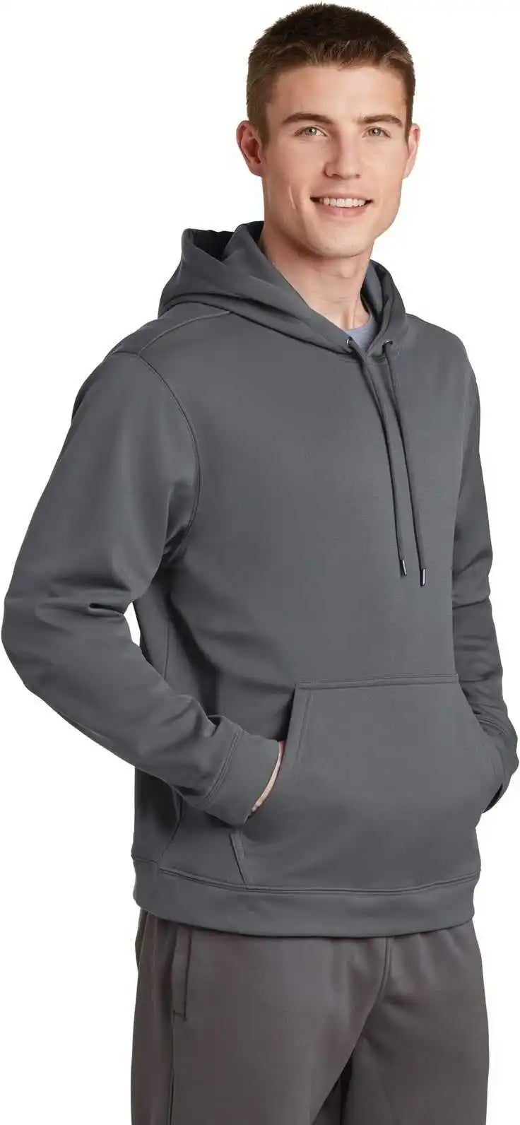 Sport Tek F244 Wick Fleece Hooded Pullover Dark Smoke Gray