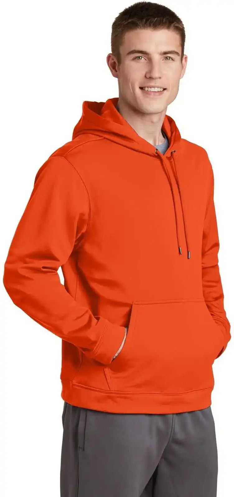 Sport Tek F244 Wick Fleece Hooded Pullover Deep Orange