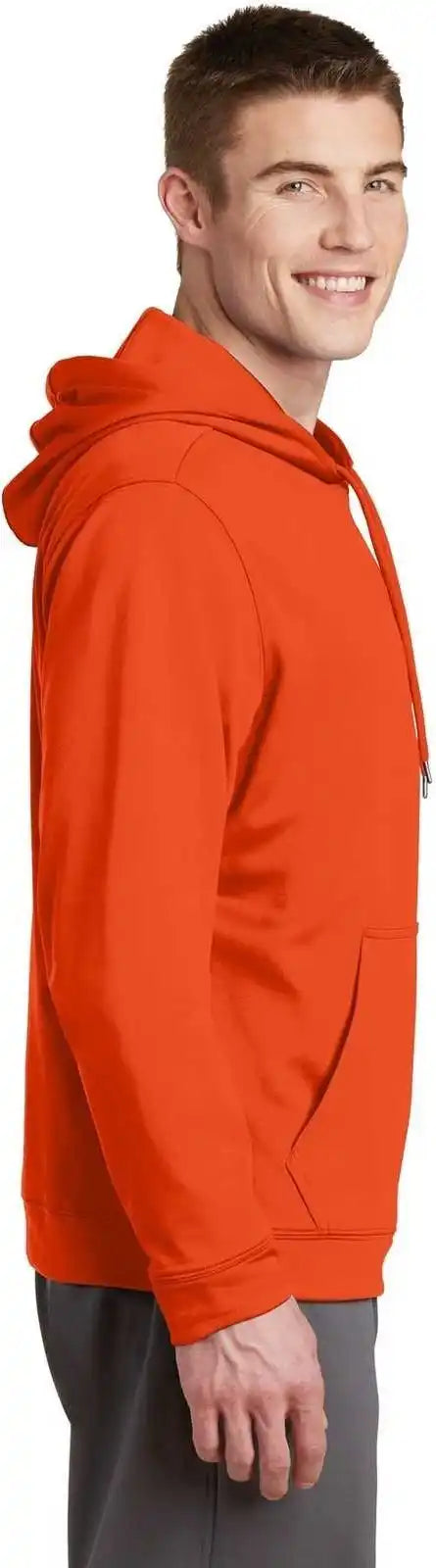 Sport Tek F244 Wick Fleece Hooded Pullover Deep Orange