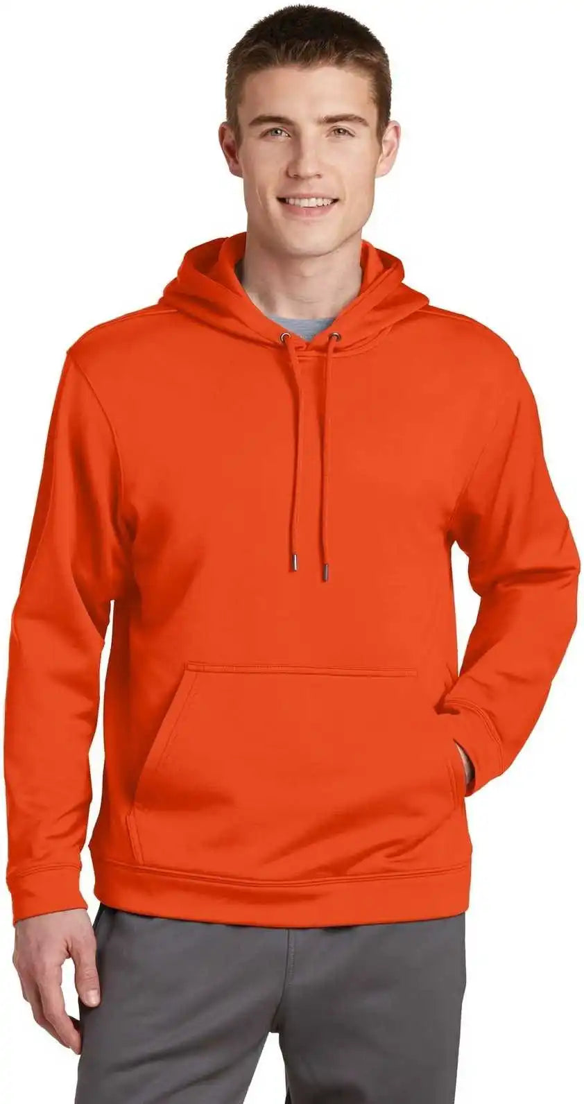 Sport Tek F244 Wick Fleece Hooded Pullover Deep Orange