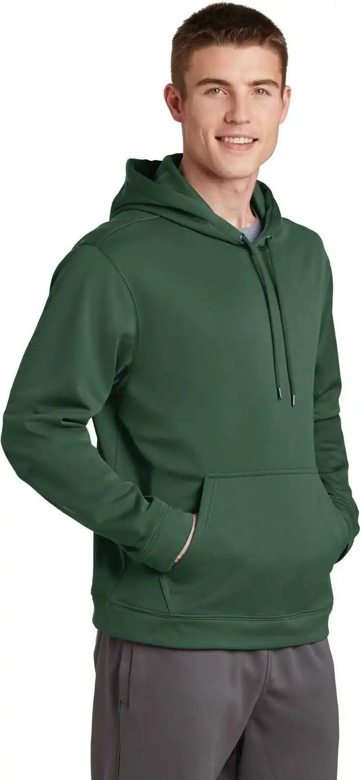Sport Tek F244 Wick Fleece Hooded Pullover Forest Green