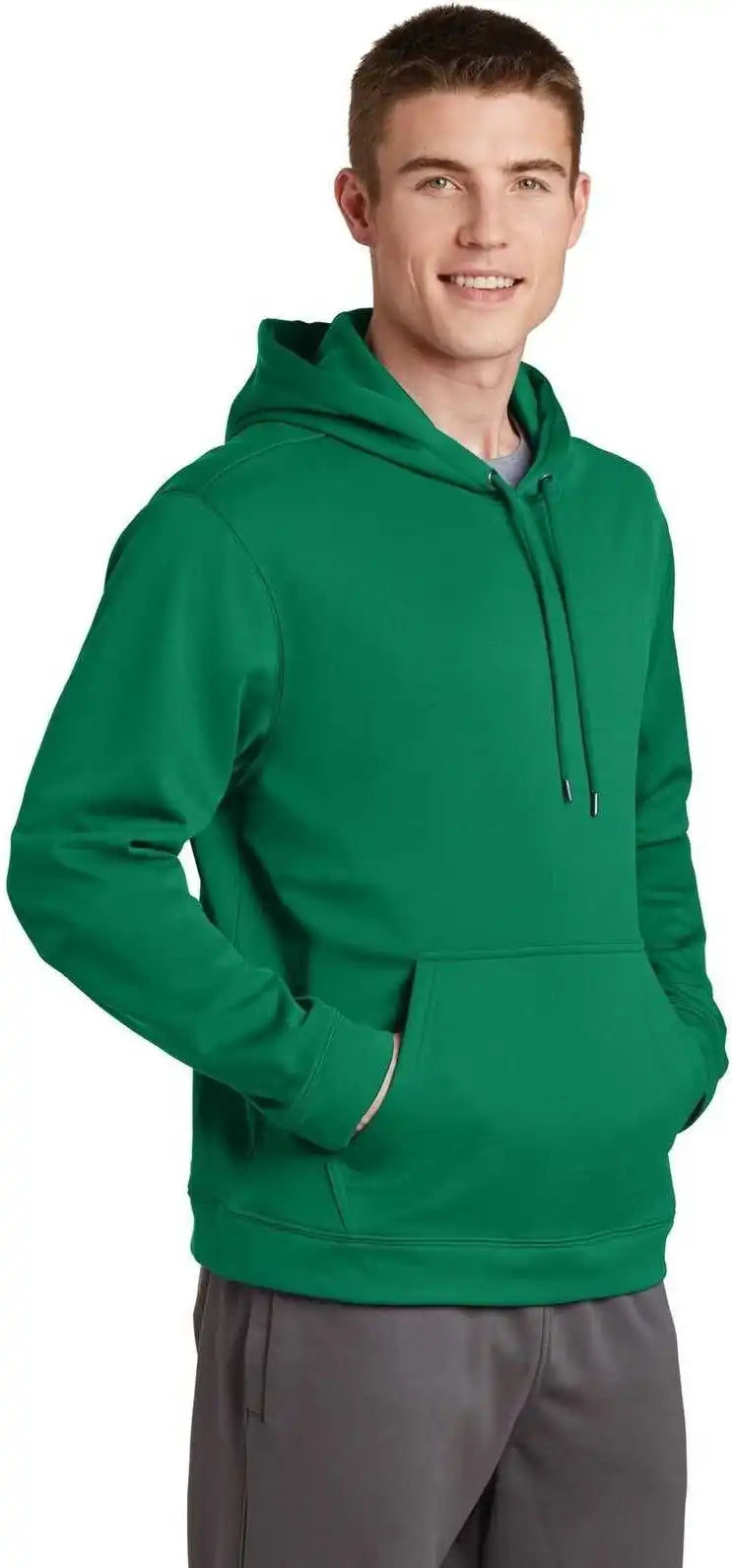 Sport Tek F244 Wick Fleece Hooded Pullover Kelly Green