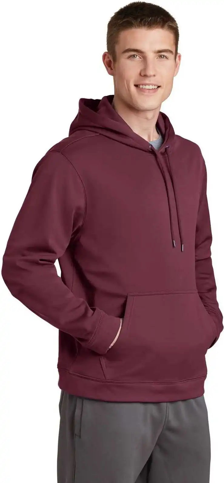 Sport Tek F244 Wick Fleece Hooded Pullover Maroon