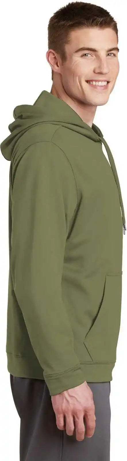 Sport Tek F244 Wick Fleece Hooded Pullover Olive Drab Green