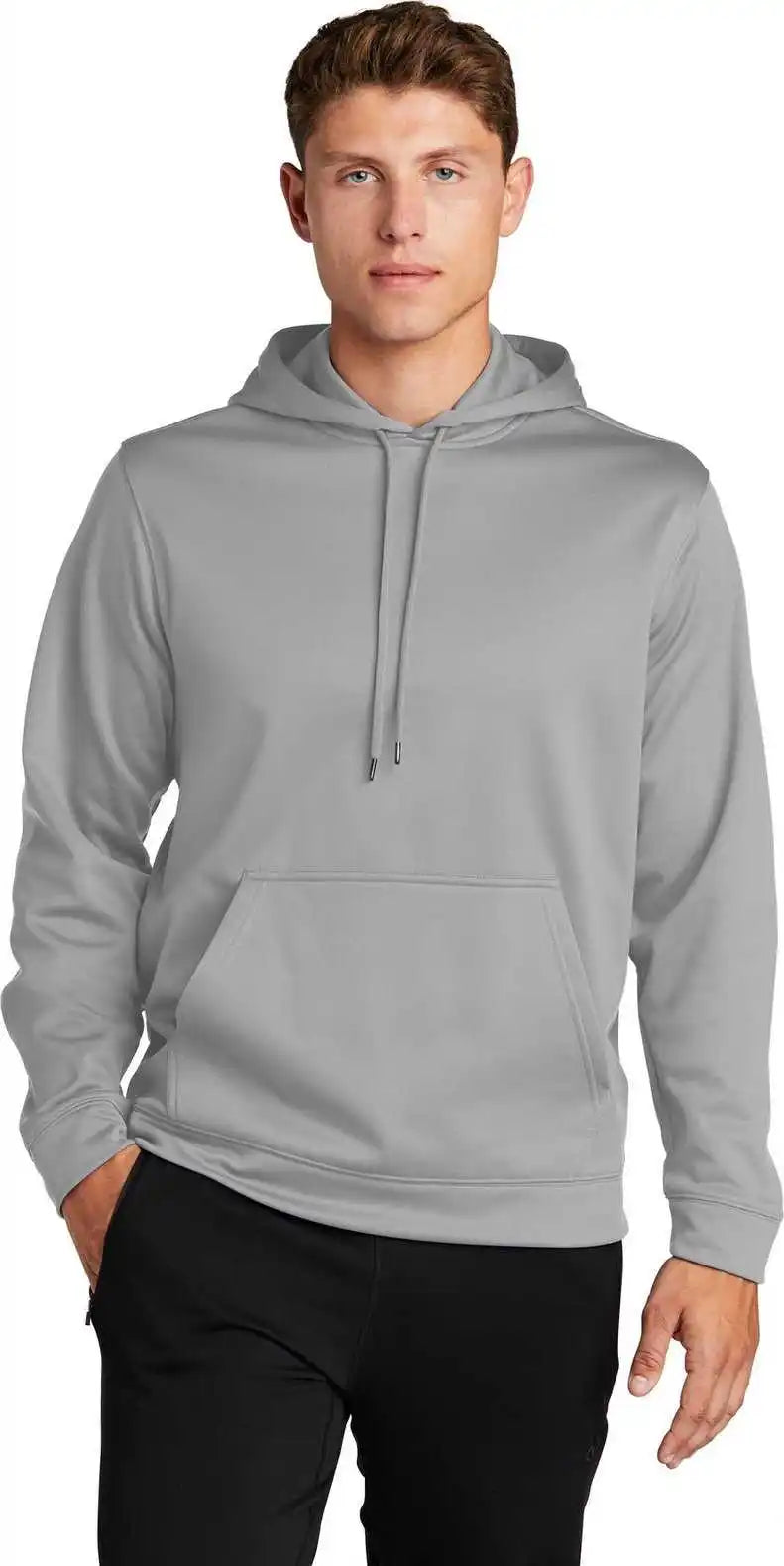Sport Tek F244 Wick Fleece Hooded Pullover Silver