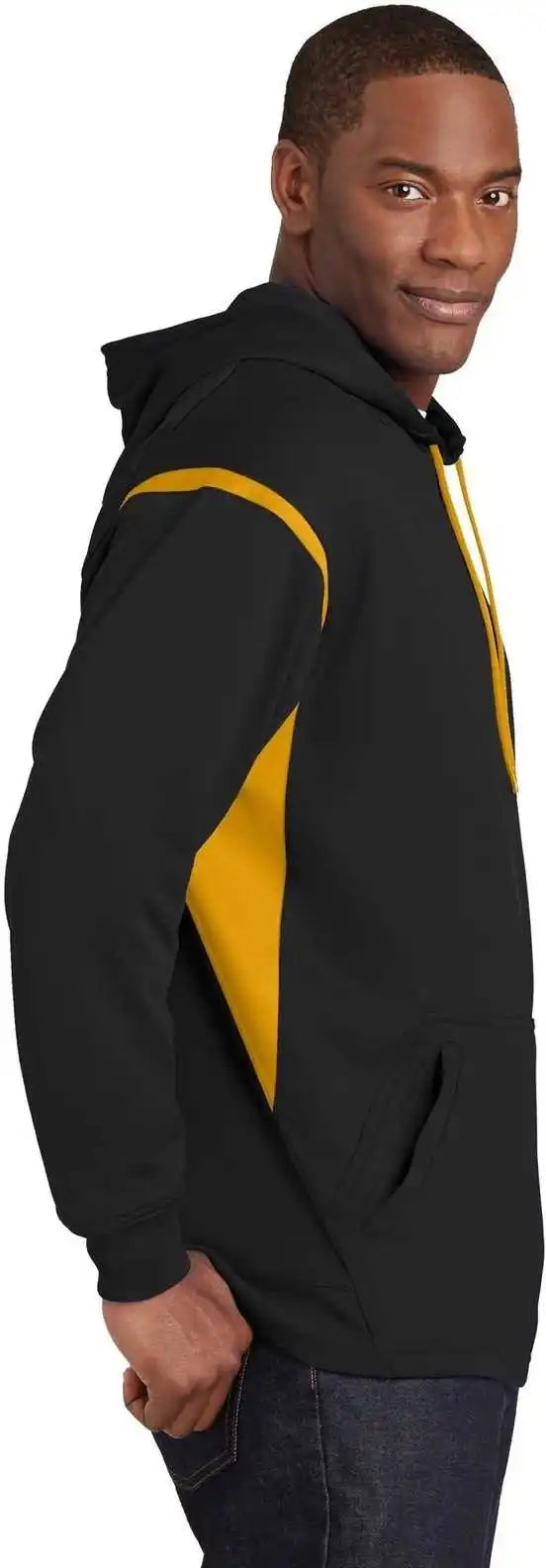 Sport-tek F246 Tech Fleece Colorblock Hooded Sweatshirt - Black Gold