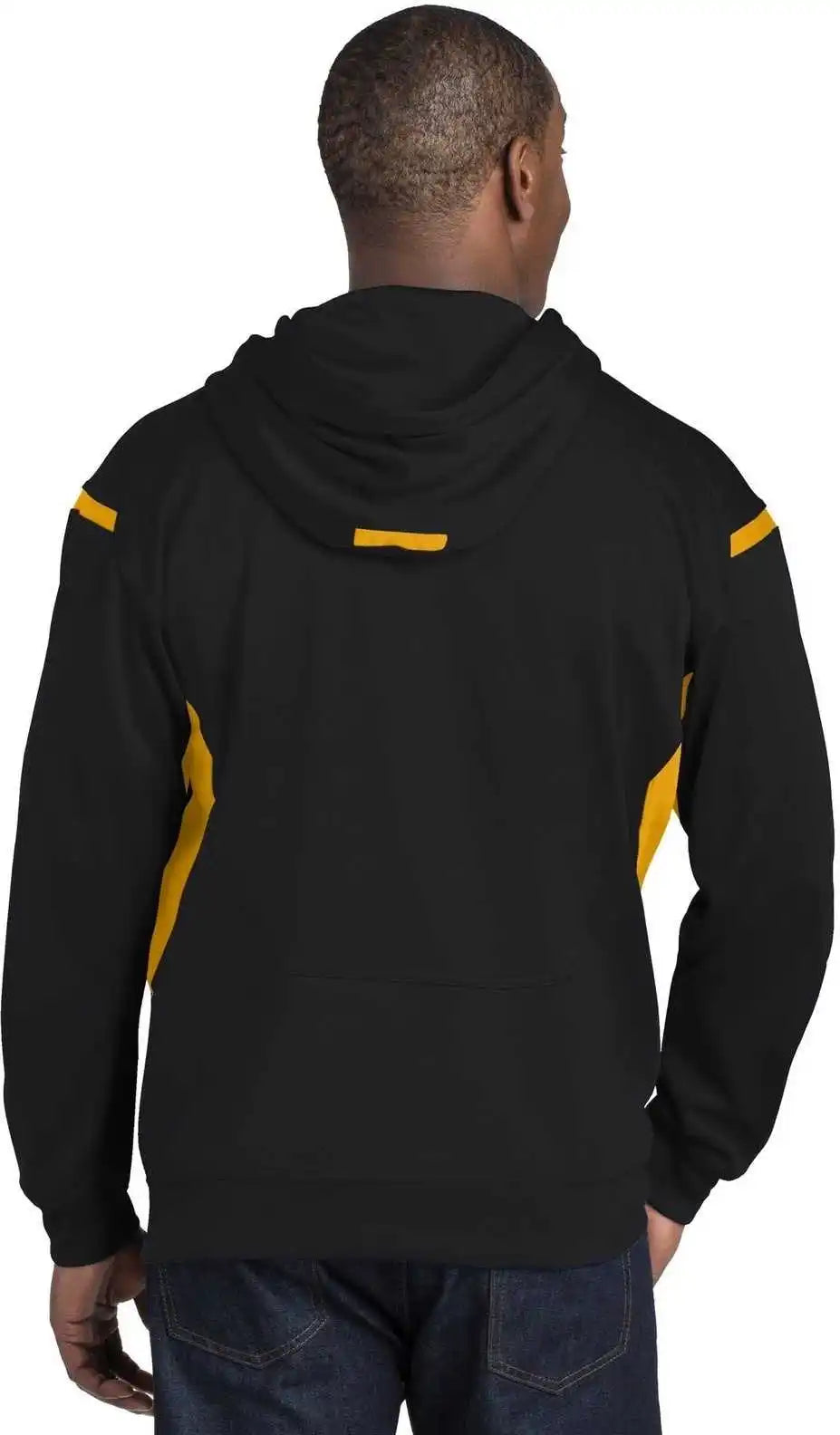 Sport-tek F246 Tech Fleece Colorblock Hooded Sweatshirt - Black Gold