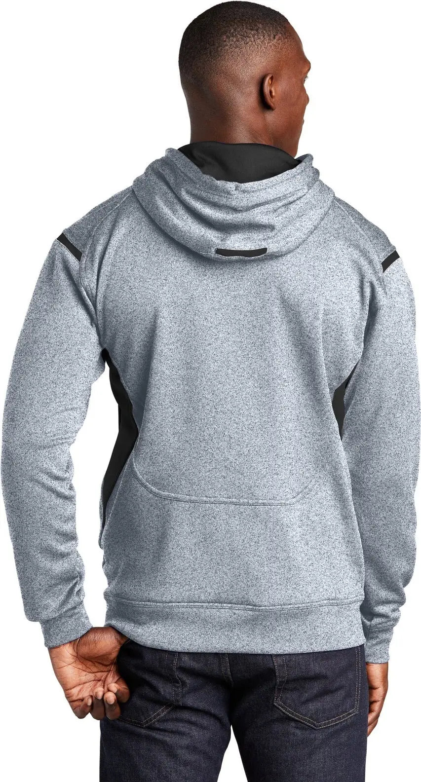 Sport-tek F246 Tech Fleece Colorblock Hooded Sweatshirt - Gray Heather Black