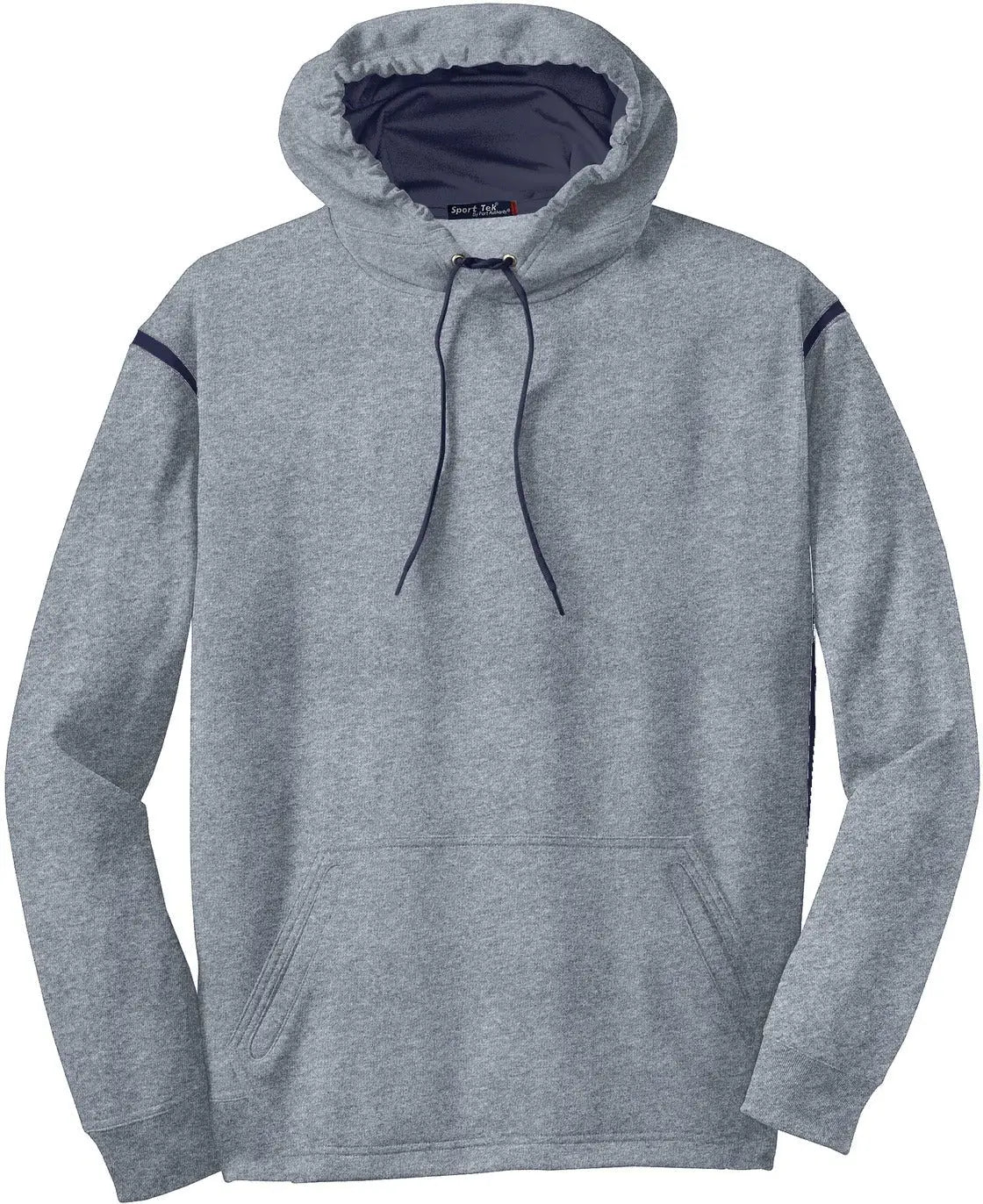 Sport-tek F246 Tech Fleece Colorblock Hooded Sweatshirt - Gray Heather True Navy