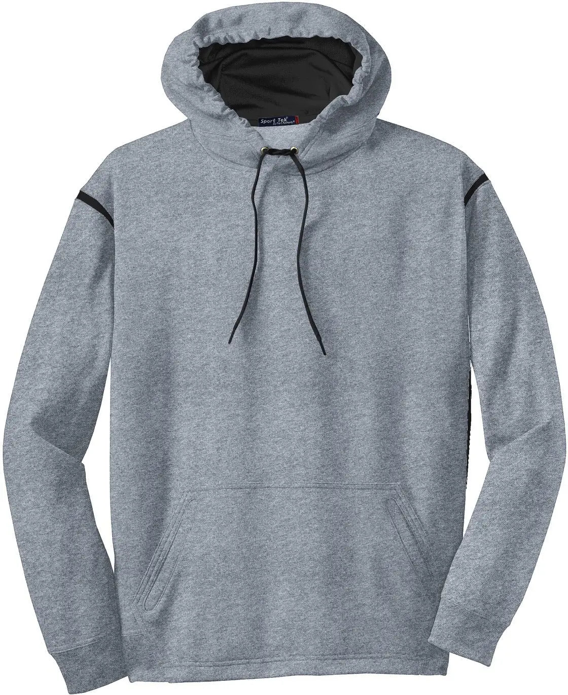 Sport-tek F246 Tech Fleece Colorblock Hooded Sweatshirt - Gray Heather Black