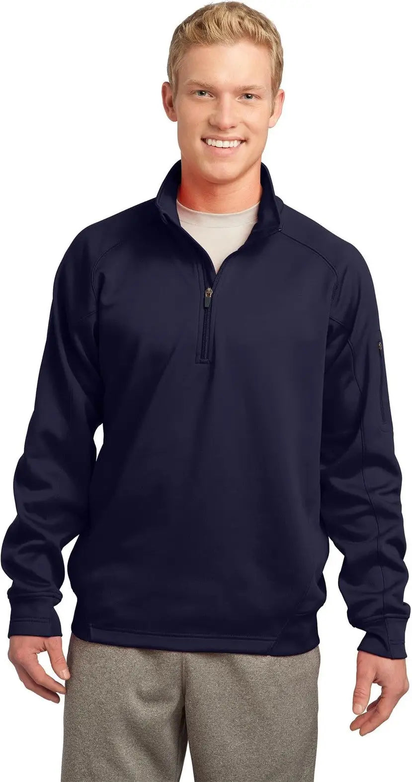 Sport-tek F247 Tech Fleece 1/4-zip Pullover - True Navy - Adult Xs