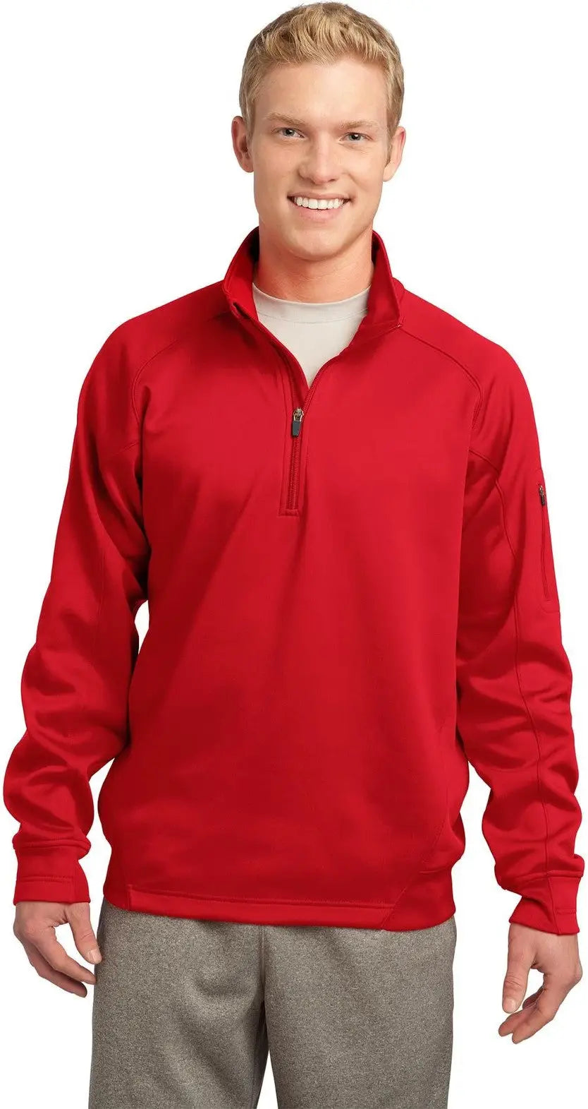 Sport-tek F247 Tech Fleece 1/4-zip Pullover - True Red - Adult Xs