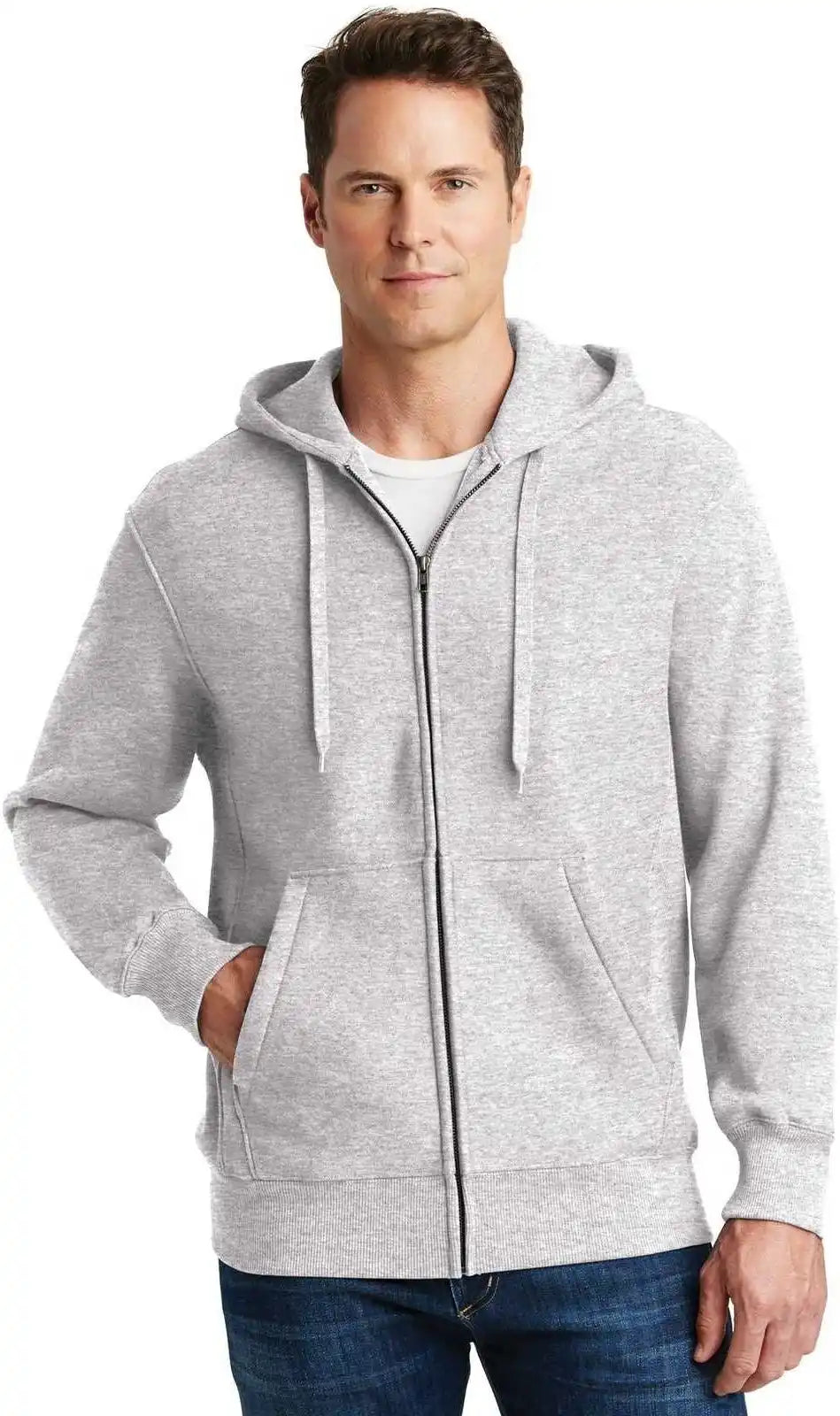Sport Tek F282 Super Heavyweight Full Zip Hooded Sweatshirt Athletic Heather