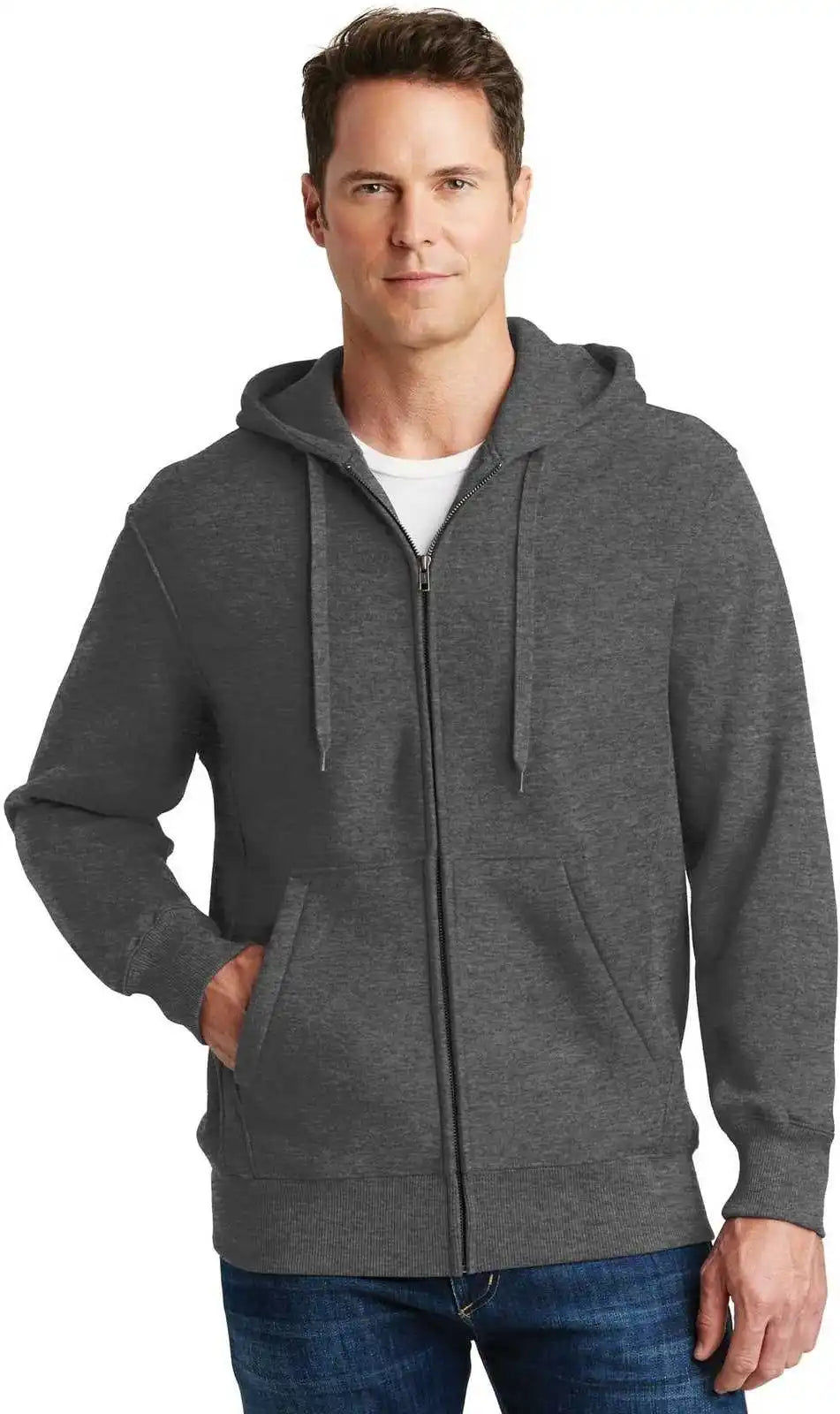 Sport-tek F282 Super Heavyweight Full-zip Hooded Sweatshirt - Graphite Heather