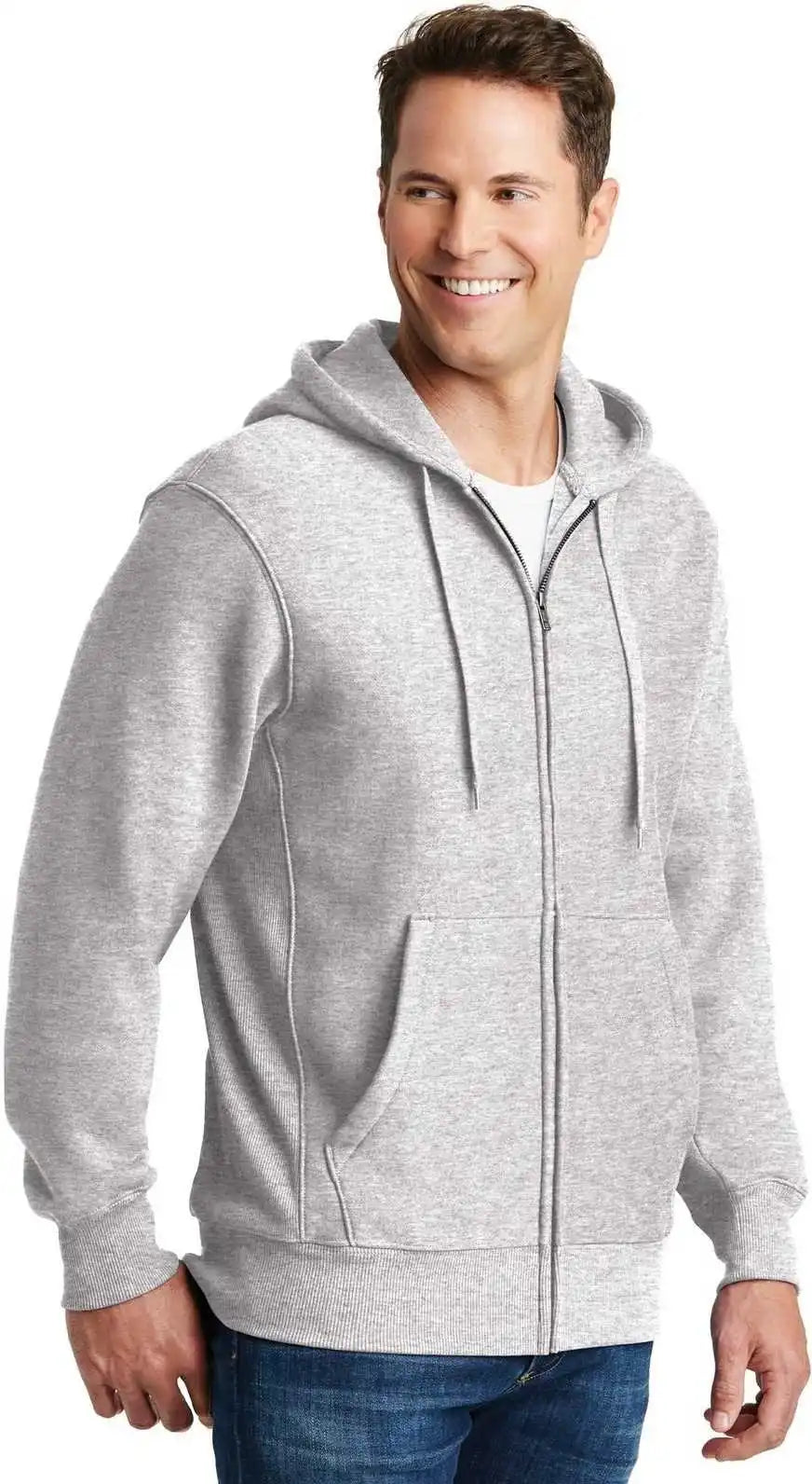 Sport Tek F282 Super Heavyweight Full Zip Hooded Sweatshirt Athletic Heather