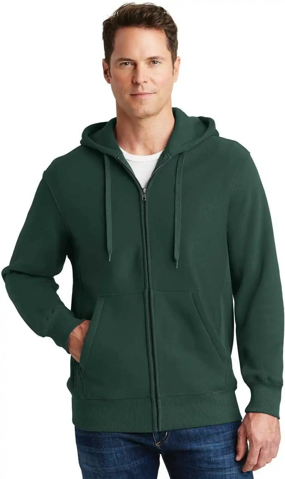 Sport Tek F282 Super Heavyweight Full Zip Hooded Sweatshirt Dark Green