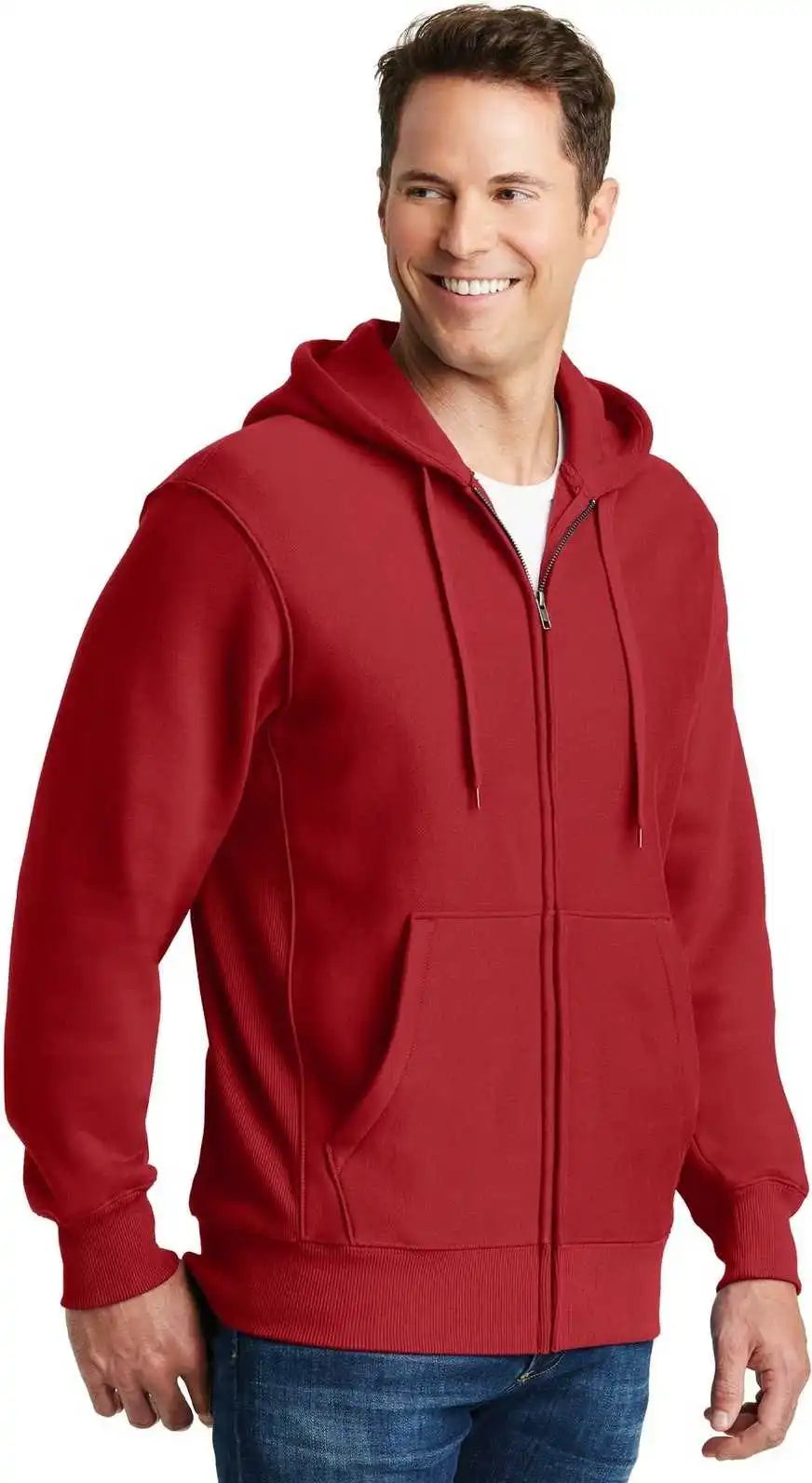 Sport-tek F282 Super Heavyweight Full-zip Hooded Sweatshirt - Red