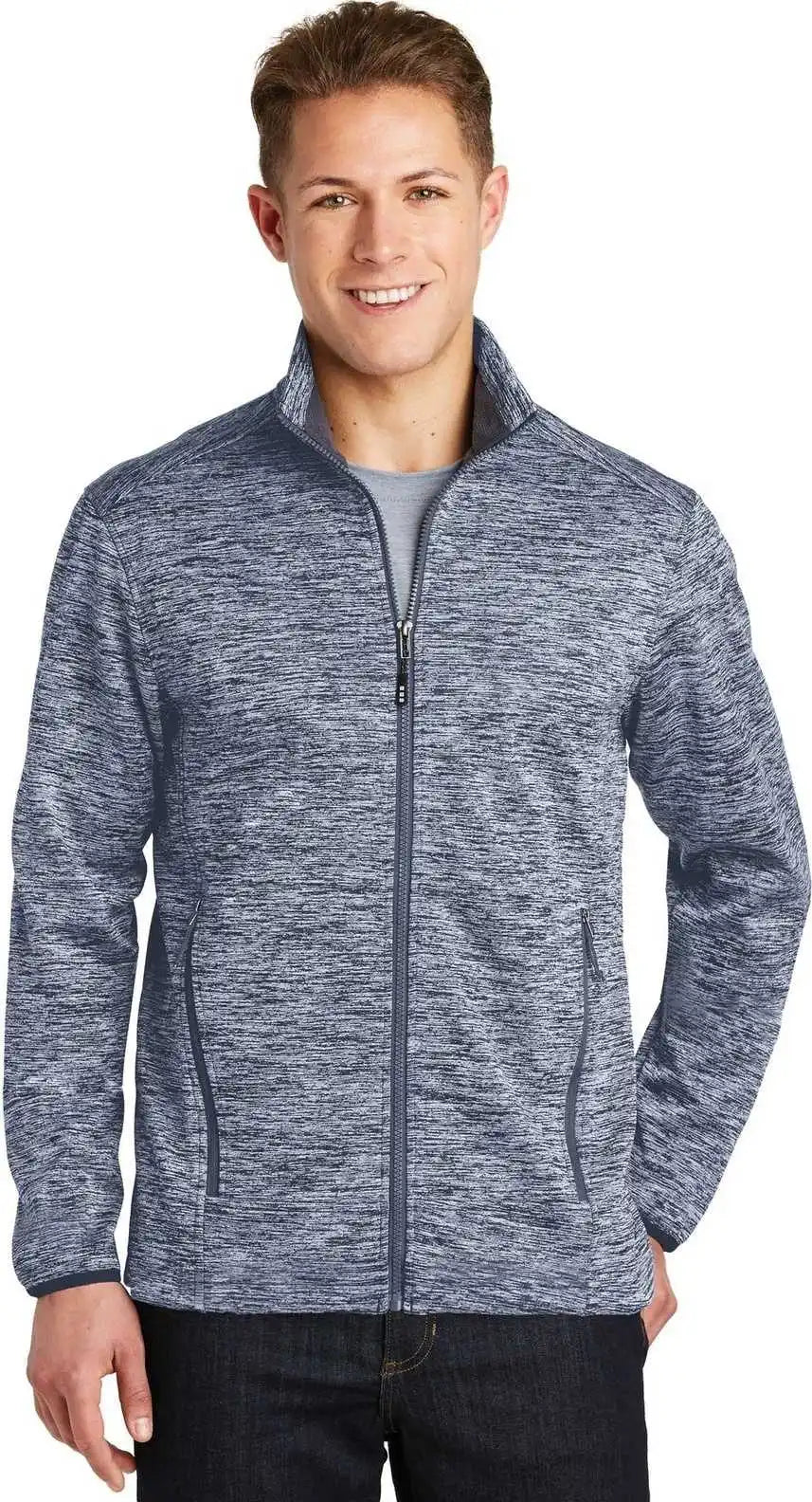 Sport-tek Jst30 Posicharge Electric Heather Soft Shell Jacket - True Navy