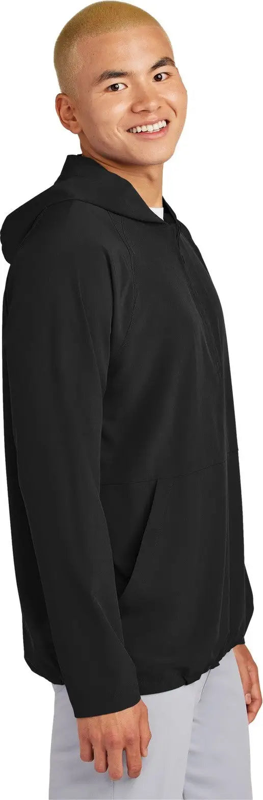 Sport-tek Jst488 Repeat 1/2-zip Long Sleeve Hooded Jacket - Black