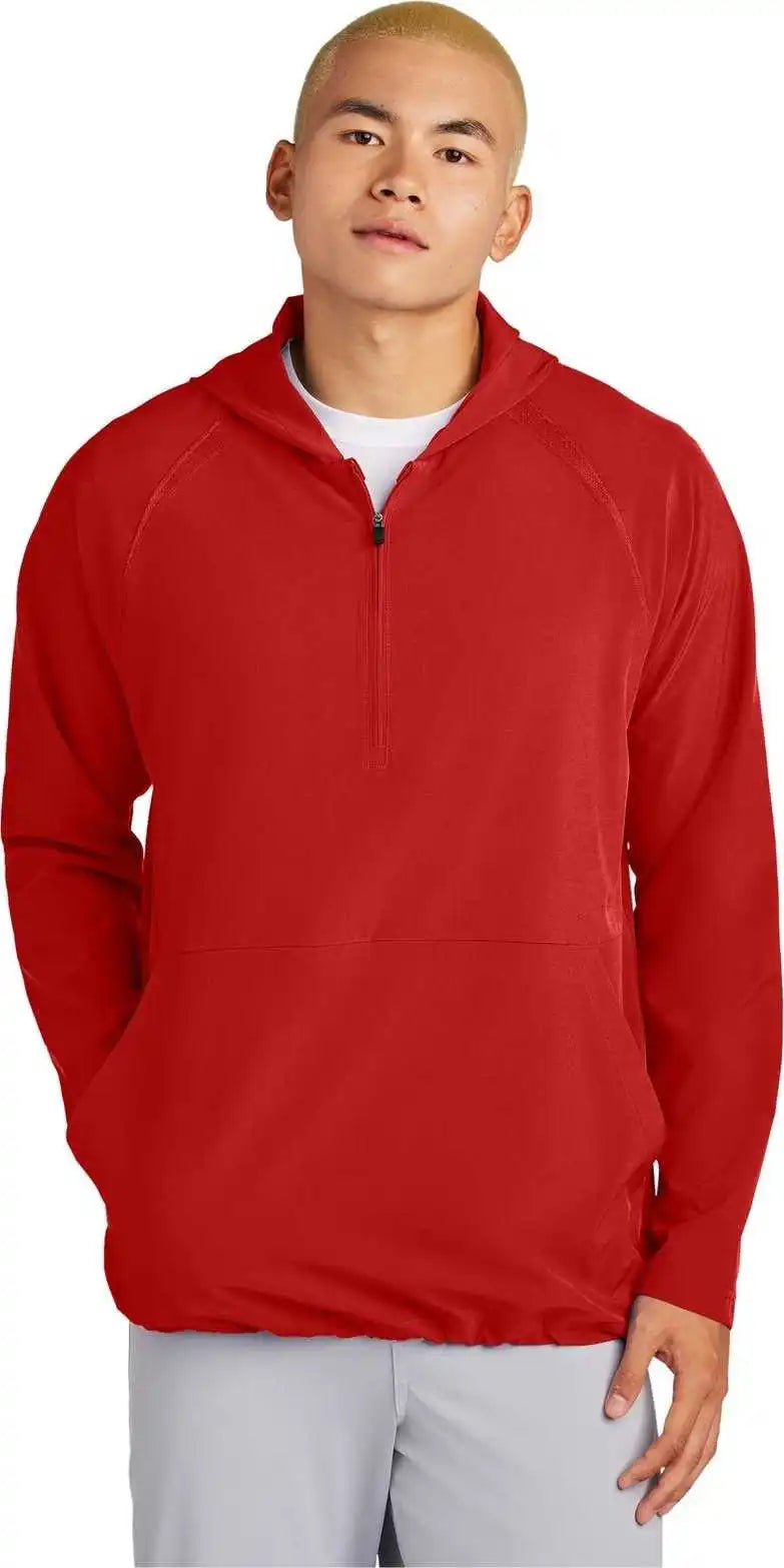 Sport-tek Jst488 Repeat 1/2-zip Long Sleeve Hooded Jacket - Deep Red