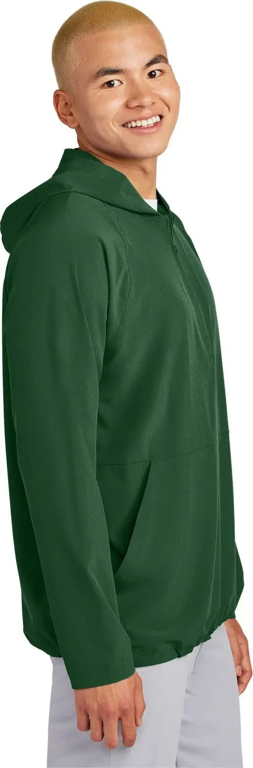 Sport-tek Jst488 Repeat 1/2-zip Long Sleeve Hooded Jacket - Forest Green