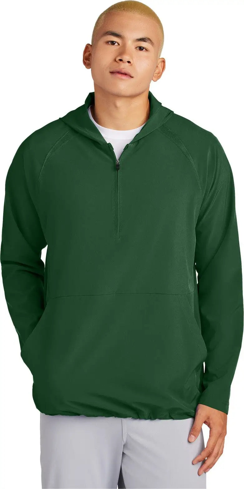 Sport-tek Jst488 Repeat 1/2-zip Long Sleeve Hooded Jacket - Forest Green - Adult Xs