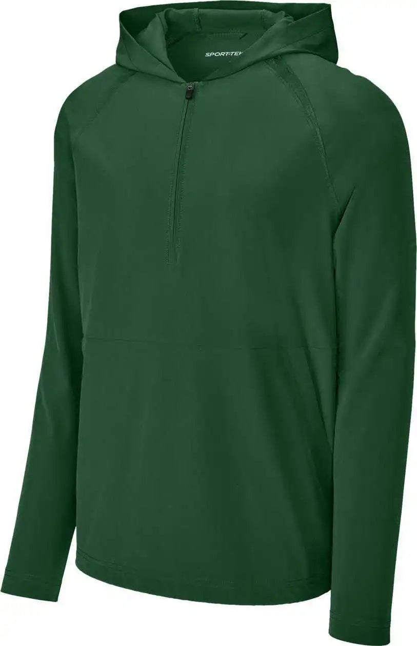Sport Tek Jst488 Repeat 1/2 Zip Long Sleeve Hooded Jacket Forest Green
