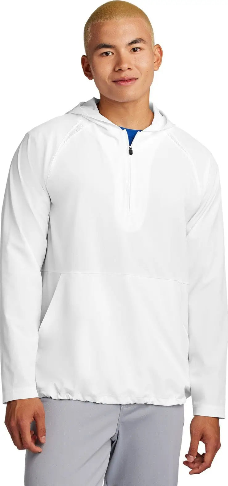 Sport-tek Jst488 Repeat 1/2-zip Long Sleeve Hooded Jacket - White - Adult Xs