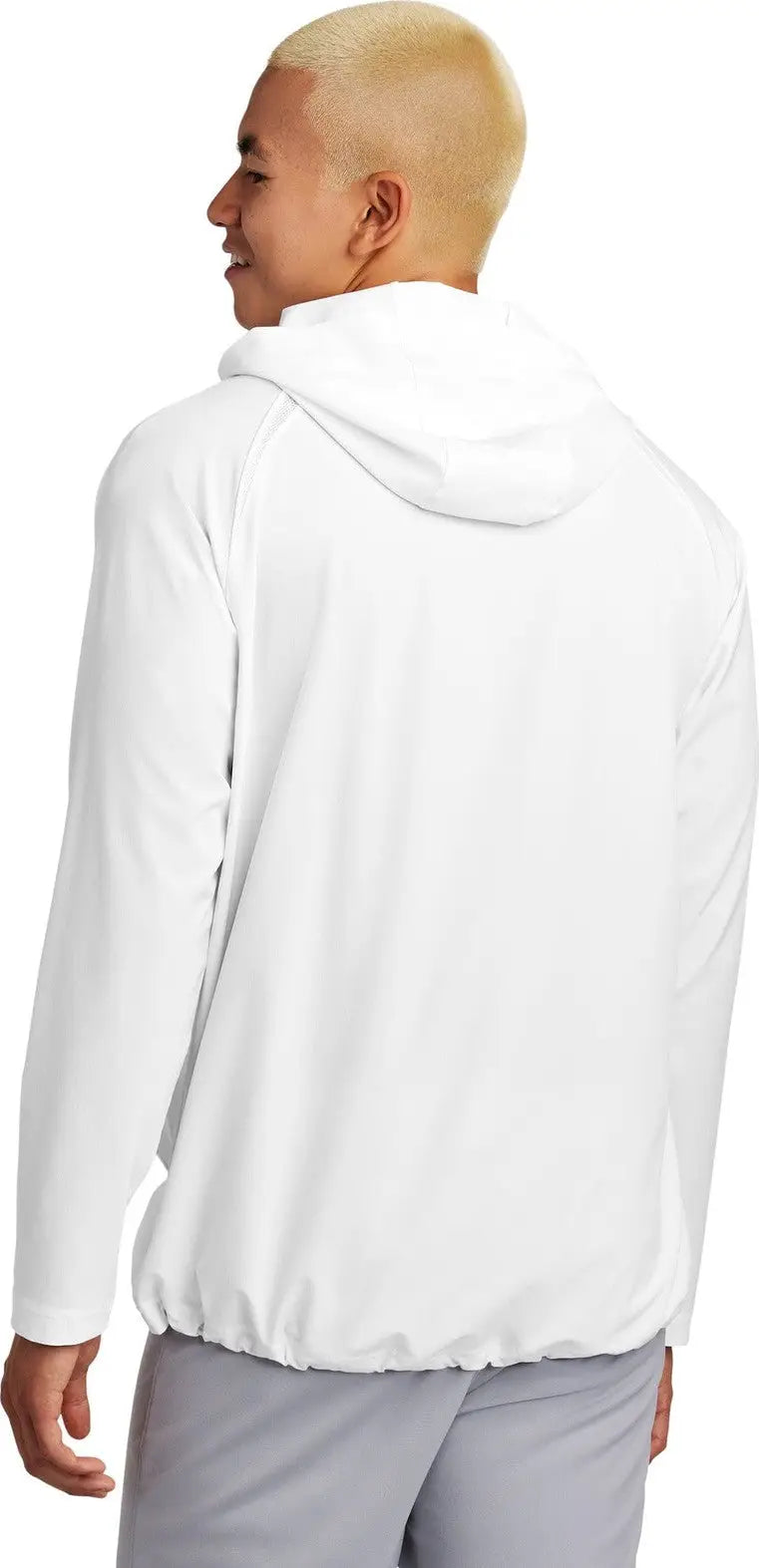 Sport-tek Jst488 Repeat 1/2-zip Long Sleeve Hooded Jacket - White