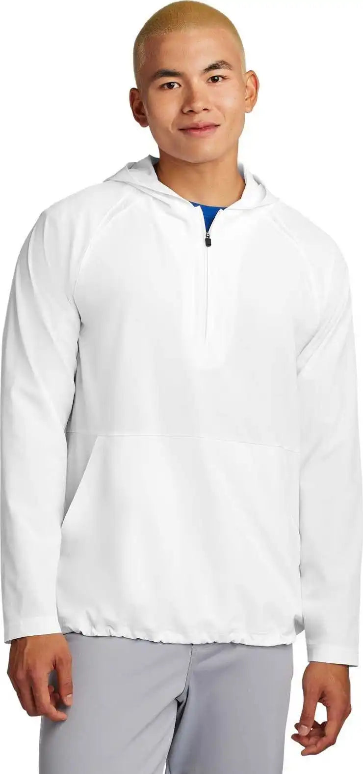 Sport Tek Jst488 Repeat 1/2 Zip Long Sleeve Hooded Jacket White