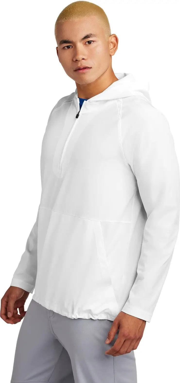 Sport-tek Jst488 Repeat 1/2-zip Long Sleeve Hooded Jacket - White